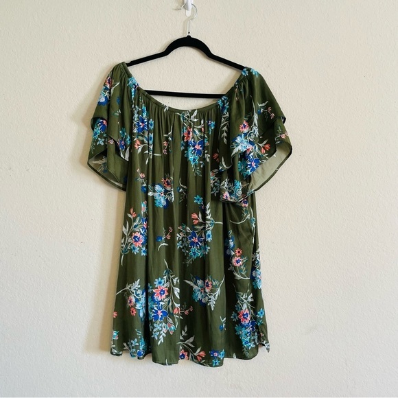 Terra&Sky Floral plus size top 3X elastic neckline flowy spring summer airy - Picture 7 of 7